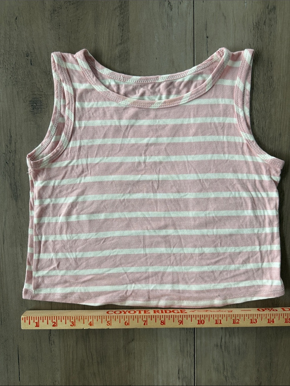 Cotton Emporium Small Striped Pink and White Sleeveless Crop Tank Top no tags